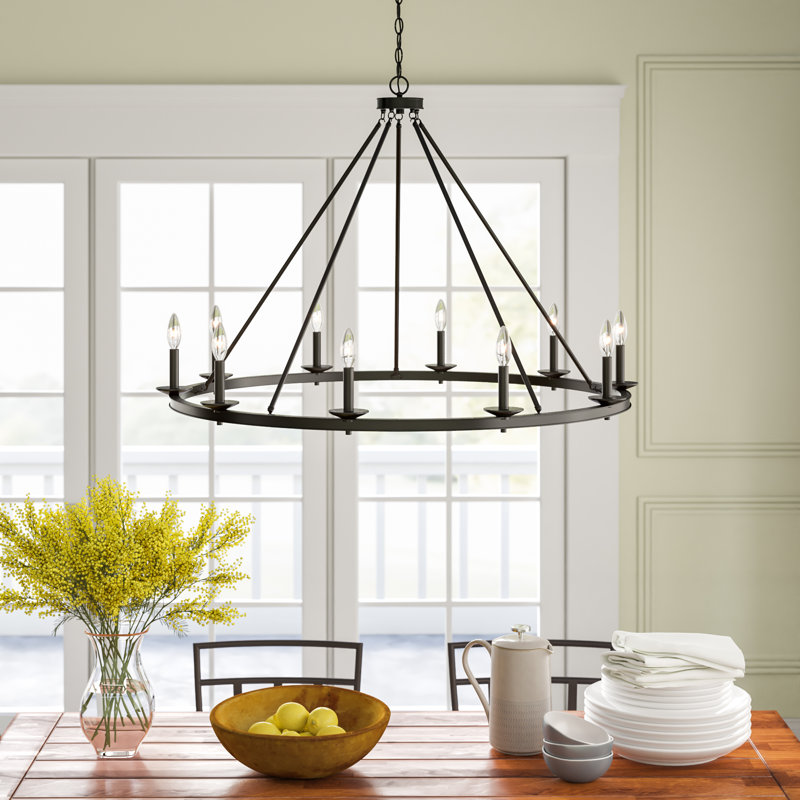 Poynor 10 Light Candle Style Wagon Wheel Chandelier & Reviews Birch